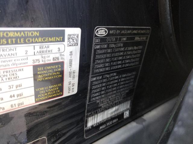 2018 LAND ROVER RANGE ROVE SALWR2RV9JA189181