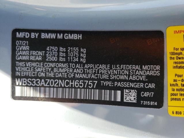 2022 BMW M4 COMPETI WBS33AZ02NCH65757