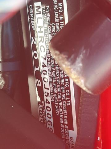 2018 HONDA CBR650 F MLHRC7400J5400692
