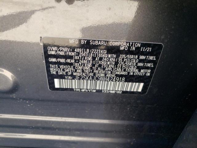 2022 SUBARU FORESTER JF2SKAJC9NH424918