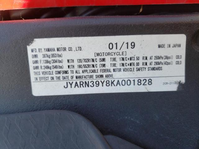 2019 YAMAHA YZFR1 C JYARN39Y8KA001828