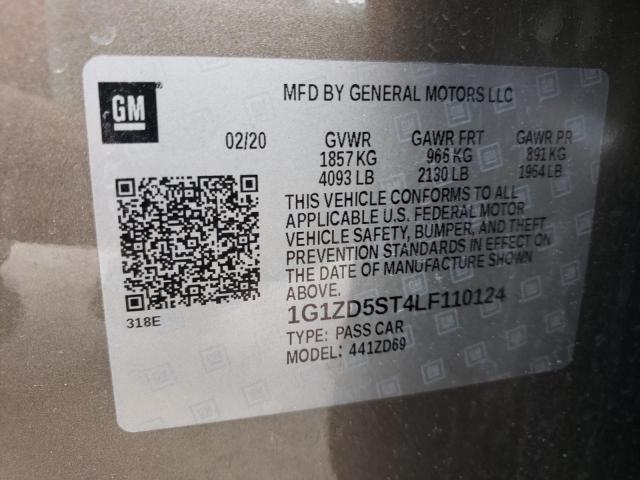 1G1ZD5ST4LF110124 Chevrolet Malibu Lt 2020. Фото: 9