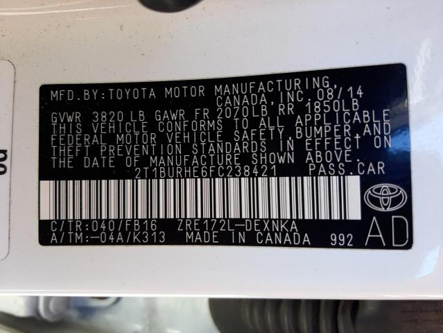 2015 TOYOTA COR L/LE/L 2T1BURHE6FC238421