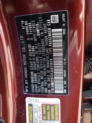 2018 HONDA CLARITY TO JHMZC5F31JC013979