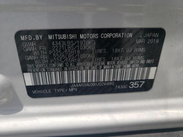 2019 MITSUBISHI OUTLANDER JA4AR3AUXKU026480