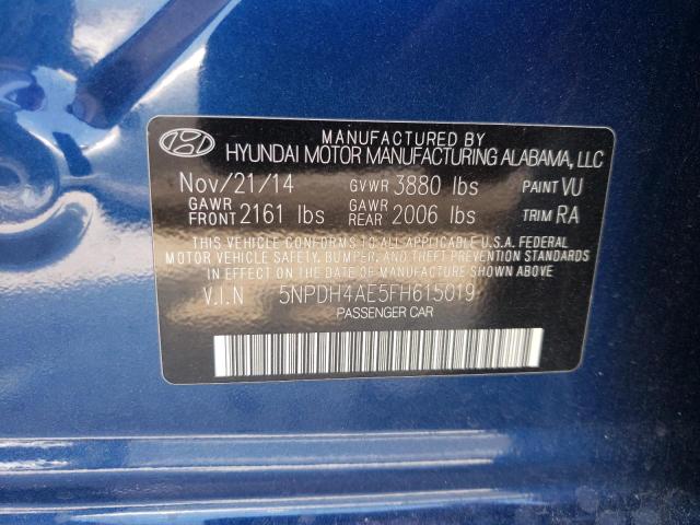 5NPDH4AE5FH615019 Hyundai Elantra Se 2015. Фото: 9