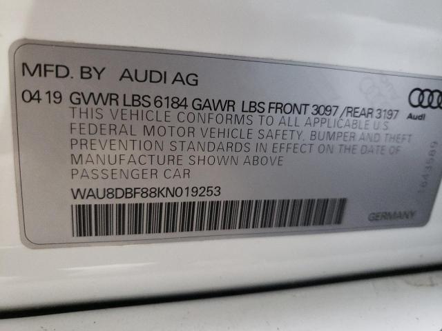 2019 AUDI A8 L WAU8DBF88KN019253