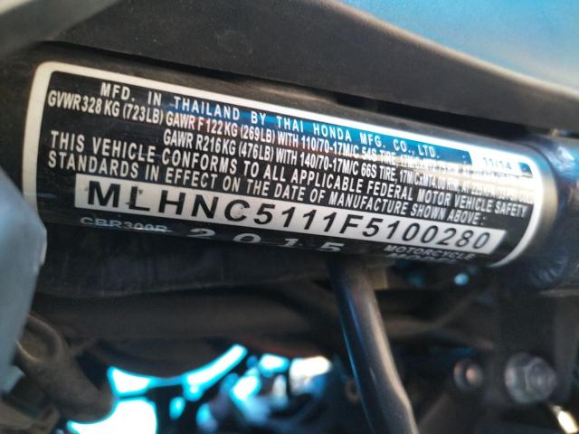 2015 HONDA CBR300 R MLHNC5111F5100280