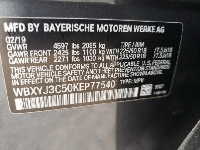 2019 BMW X2 SDRIVE2 WBXYJ3C50KEP77540