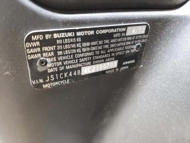 2012 SUZUKI AN400 A JS1CK44B4C2100700