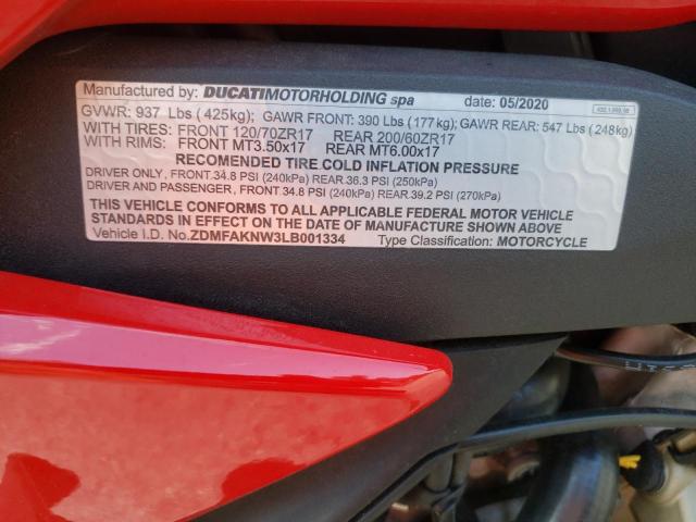 2020 DUCATI STREETFIGH ZDMFAKNW3LB001334
