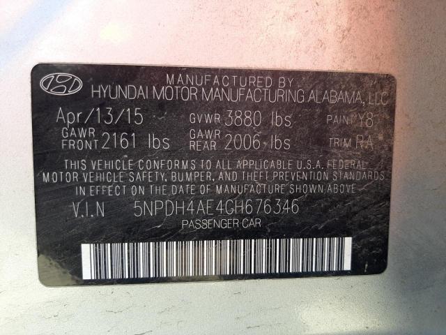 5NPDH4AE4GH676346 Hyundai Elantra Se 2016. Фото: 9