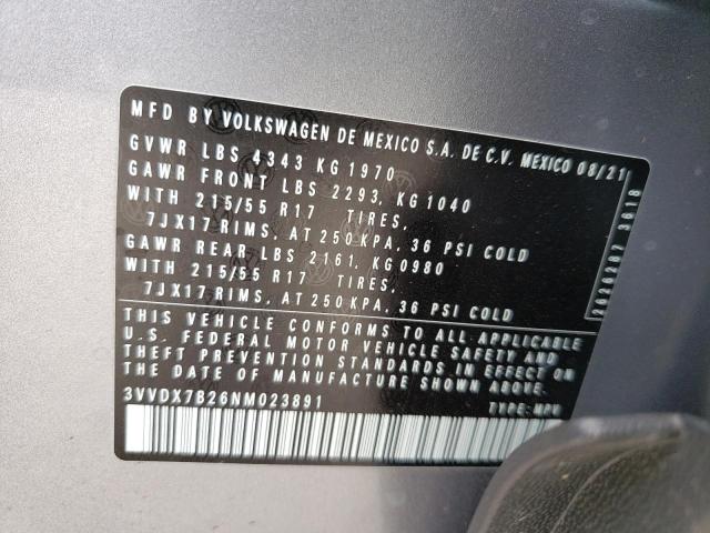 2022 VOLKSWAGEN TAOS S 3VVDX7B26NM023891