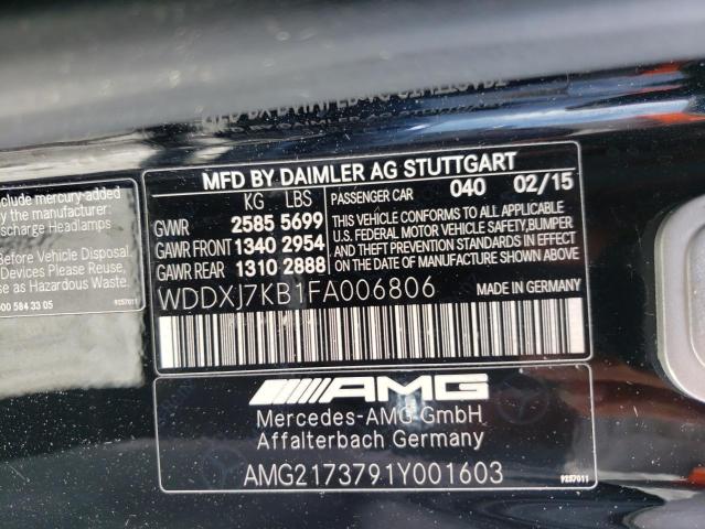 2015 MERCEDES-BENZ S 65 AMG WDDXJ7KB1FA006806