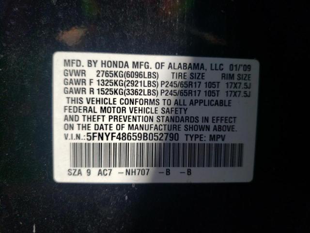 5FNYF48659B052790 Honda Pilot Exl 2009. Фото: 9