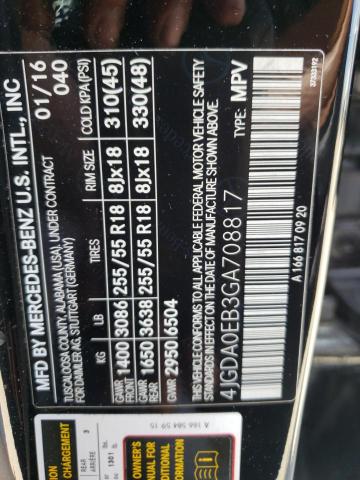 2016 MERCEDES-BENZ GLE 300D 4 4JGDA0EB3GA708817