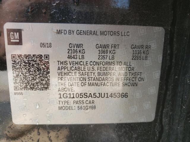 2018 CHEVROLET IMPALA LT 1G1105SA5JU145366