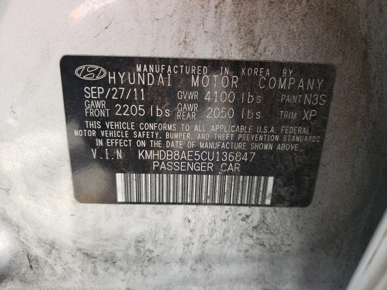 2012 Hyundai Elantra Touring Gls VIN: KMHDB8AE5CU136847 Lot: 65678323