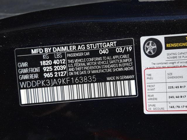 2019 MERCEDES-BENZ SLC 300 WDDPK3JA9KF163835