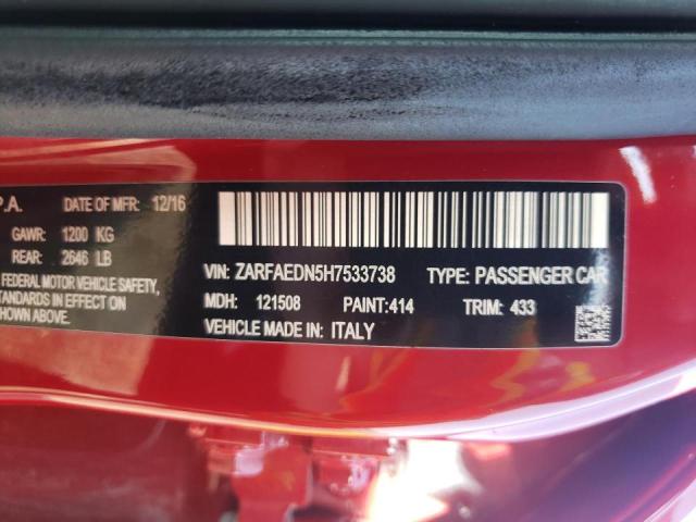 2017 ALFA ROMEO GIULIA Q4 ZARFAEDN5H7533738