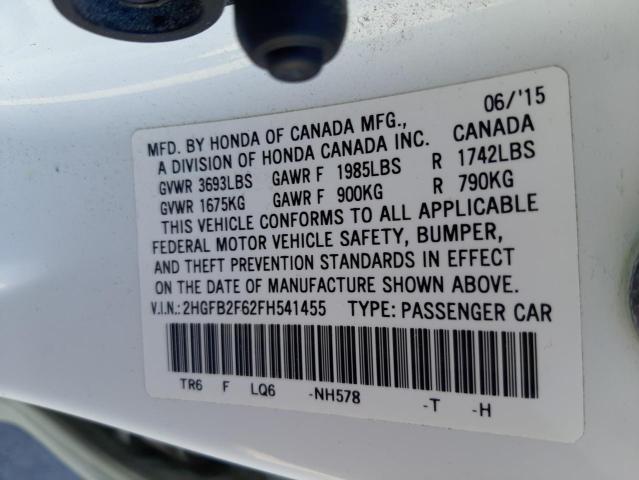 2015 HONDA CIVIC HF 2HGFB2F62FH541455