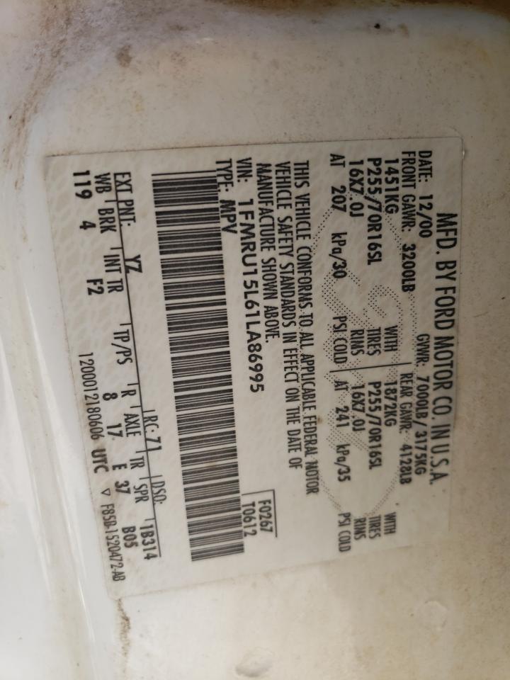 1fmru15l61la86995 1FMRU15L61LA86995 2001 Ford Expedition Xlt