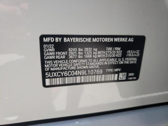 2022 BMW X6 XDRIVE4 5UXCY6C04N9L10769