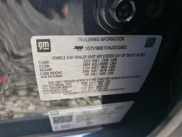 2022 GMC SIERRA LIM 1GTV9BET0NZ202883