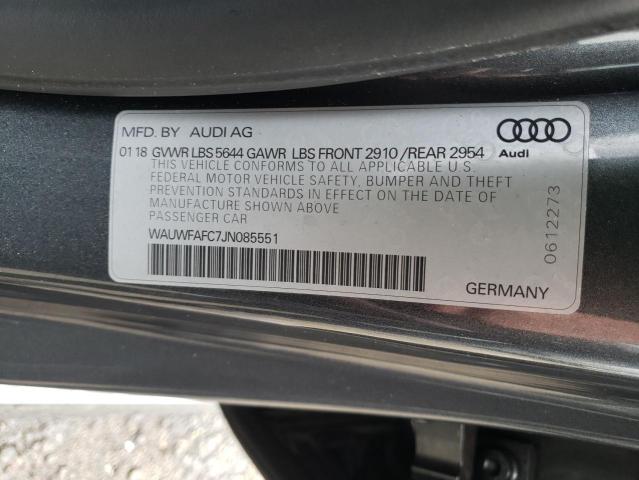 2018 AUDI S7 PREMIUM WAUWFAFC7JN085551