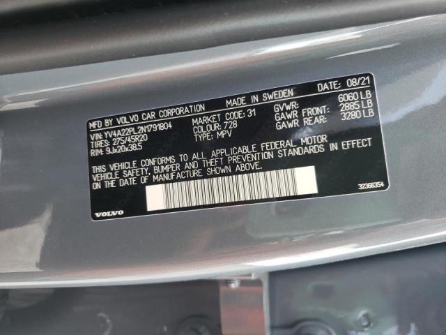 2022 VOLVO XC90 T6 IN YV4A22PL2N1791804