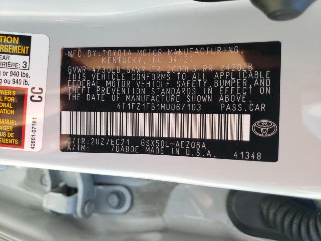 2021 TOYOTA AVALON TRD 4T1FZ1FB1MU067103