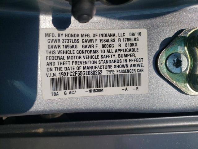 19XFC2F55GE080252 Honda Civic Lx 2016. Фото: 9