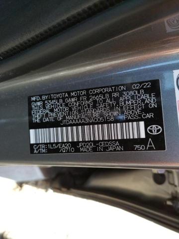 2022 TOYOTA MIRAI LE JTDAAAAA3NA005158