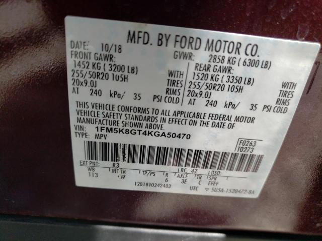2019 FORD EXPLOR SPT 1FM5K8GT4KGA50470