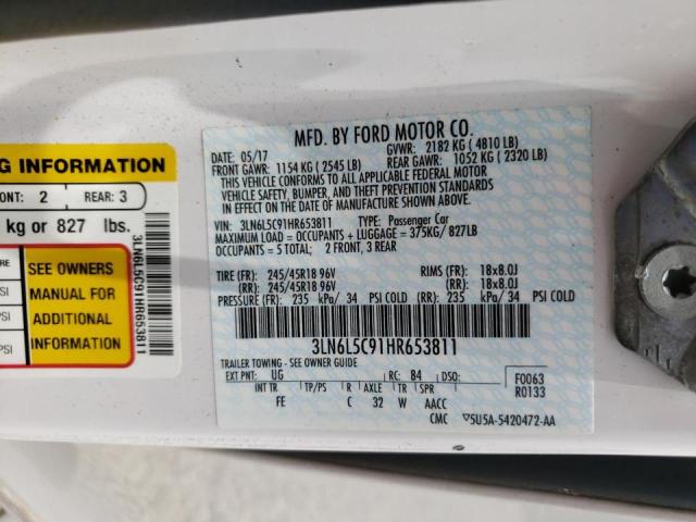 2017 LINCOLN MKZ SELECT 3LN6L5C91HR653811