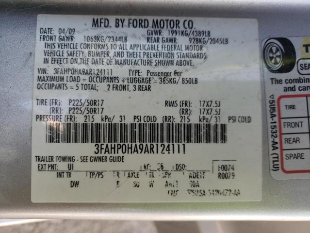 3FAHP0HA9AR124111 Ford Fusion Se 2010. Фото: 9