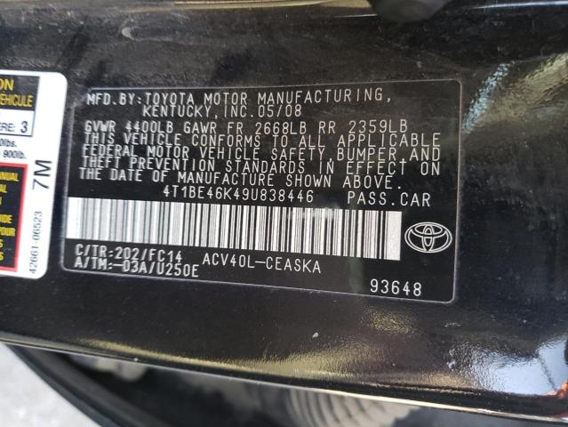 4T1BE46K49U838446 Toyota Camry Base 2009. Фото: 9