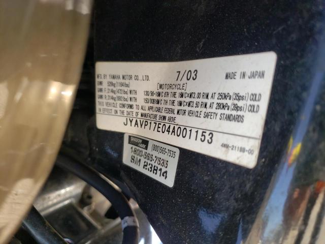 2004 YAMAHA XV1700 A JYAVP17E04A001153