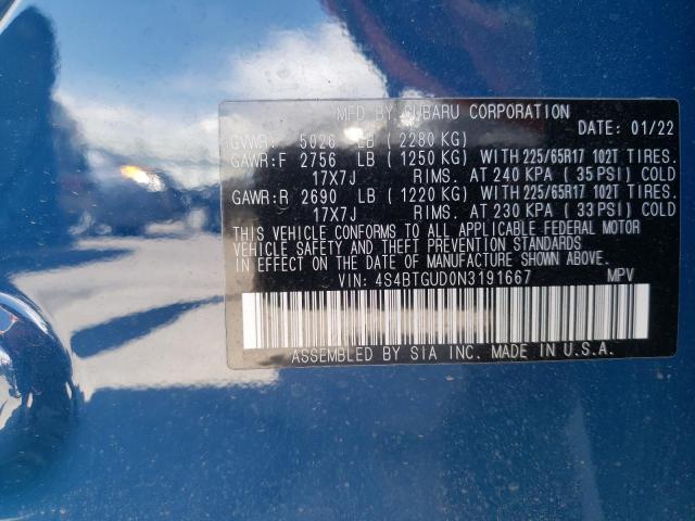2022 SUBARU OUTBACK WI 4S4BTGUD0N3191667