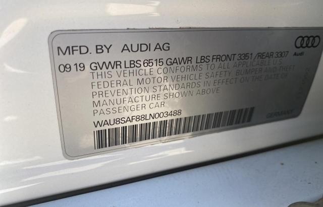 2020 AUDI S8 WAU8SAF88LN003488