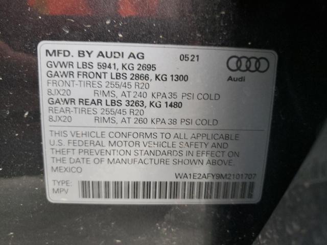 2021 AUDI Q5 E PREMI WA1E2AFY9M2101707