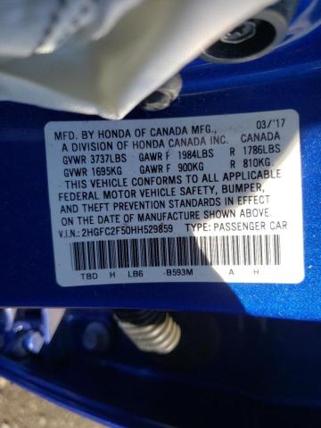 2HGFC2F50HH529859 Honda Civic Lx 2017. Фото: 9