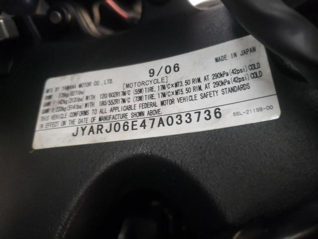 2007 YAMAHA YZFR6 S JYARJ06E47A033736
