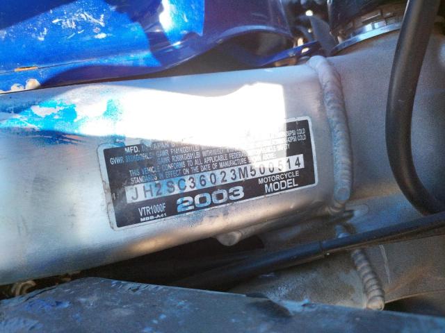 2003 HONDA VTR1000 F JH2SC36023M500514
