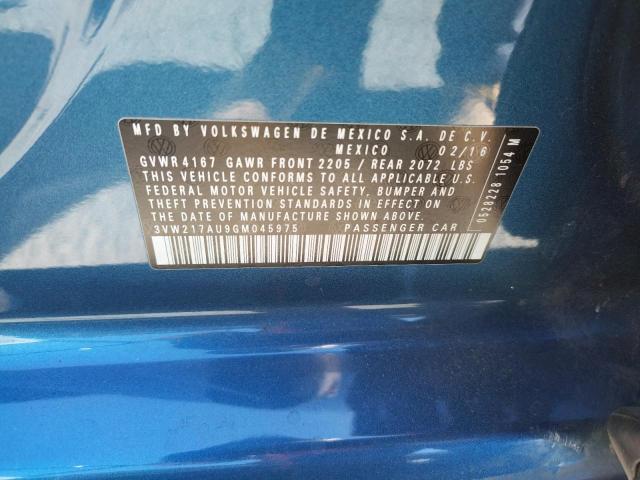 2016 VOLKSWAGEN GOLF S/SE 3VW217AU9GM045975