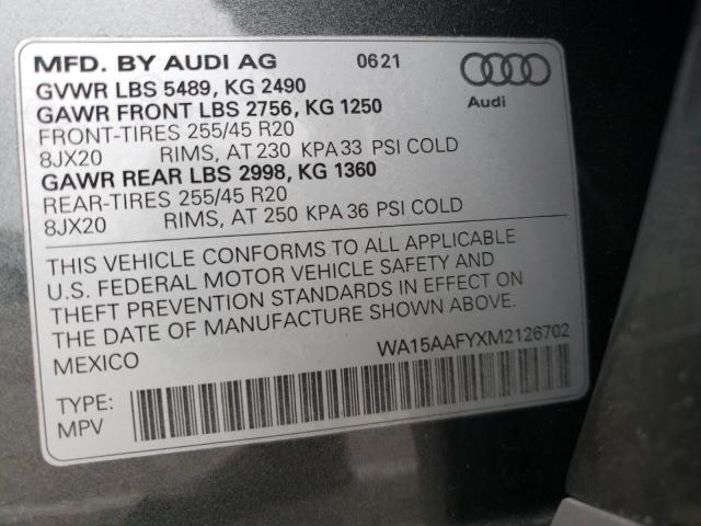 2021 AUDI Q5 SPORTBA WA15AAFYXM2126702