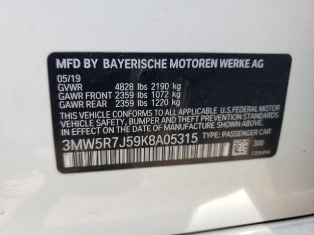 2019 BMW 330XI 3MW5R7J59K8A05315