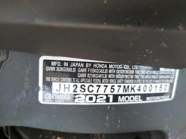 2021 HONDA CBR1000 RA JH2SC7757MK400150