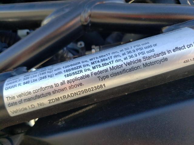 2009 DUCATI MONSTER 69 ZDM1RADN29B023081