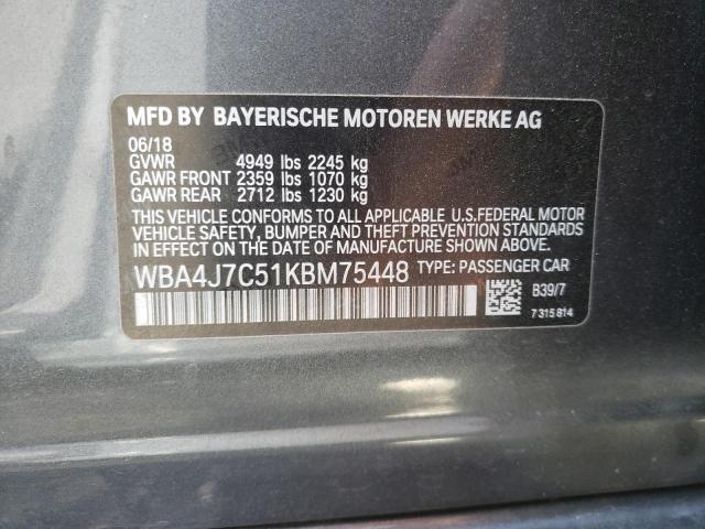 2019 BMW 440XI GRAN WBA4J7C51KBM75448
